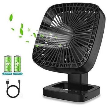 Himylife Ventilador USB, Silencioso Fan Portátil con Pilas Recargable para Viajes, Oficina, Hogar,Camping, Cochecito de bebé, Coche, Caminadora