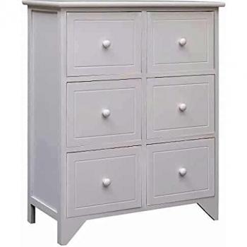 vidaXL Armario auxiliar 6 cajones madera Paulownia blanco 60x30x75 cm