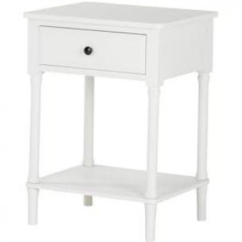 Mesita de Noche Elegante y Resistente de Madera de Pino Blanco - 48x40x66 cm