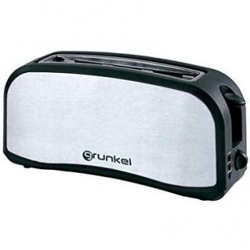 Grunkel - TSM-L14 - Tostador de ranura larga con 7 niveles de tostado y bandeja recogemigas. Función calentar sin tostar, descongelar y cancelar - Negro y Acero Inoxidable - 1400W