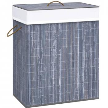 Cesto de ropa sucia de bambú gris 83 L
