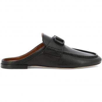 Valentino Garavani Men's Vlogo Signature Leather Slippers in Black | Size 41 | 4Y0S0H97WJU0NO