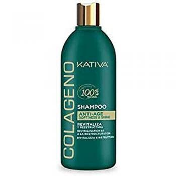 Kativa Colágeno Champú Anti-Age Revitalizante 500 ml | Reestructura, Aporta Brillo y Suavidad | Cabello Débiles y Finos| Champú Sin Sulfatos ni Parabenos | Proteínas de Colágeno