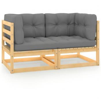 2-Seater Garden Sofa with Cushions Solid Pine Wood