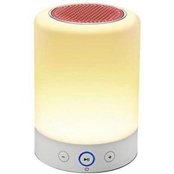 Kobwa LED Altavoz Bluetooth, Multifunción Lámpara de Mesa de Cambio de Color de Control Táctil con Altavoz, Tarjeta TF de Apoyo, Radio FM, Llamadas Manos Libres