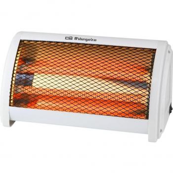 Orbegozo BP 3200 - Estufa cerámica, 2 niveles de potencia, doble botón de funcionamiento, asa de transporte, sistema antivuelco, 1000 W
