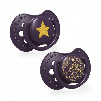 Chupetes Dinámicos LOVI Stardust Lila 0-3 meses - Paquete de 2 unidades