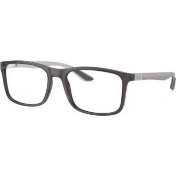 Ray-Ban RX8908 8061 Unisex Square Eyeglasses - Grey Frame, Clear Lenses, Size 55, Blue Light Blocking Available