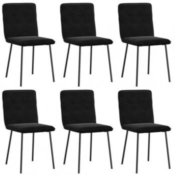 vidaXL Set of 6 Black Velvet Dining Chairs