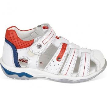 Cangrejera Sport Piel Natural Blanca con Detalles Rojos Chetto