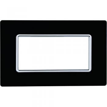 Placa de vidrio negro compatible con Bticino Matix para 4 módulos