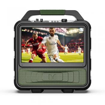 Televisor portátil Monster VMay para exteriores con antena sintonizadora de TV, pantalla de 15.6' 1080P, audio de 60W, batería recargable integrada de 12V/9A