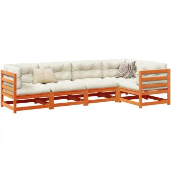 vidaXL 5 Piece Garden Sofa Set Wax Brown Solid Wood Pine
