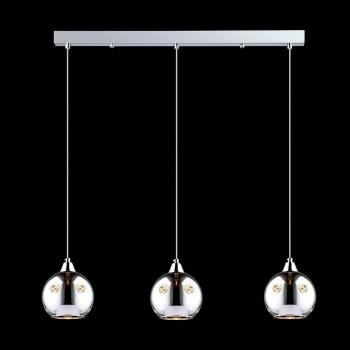 Lámpara colgante de cristal cromado Martin, tipo: lámpara colgante, características: 3 luces, pantalla de vidrio, casquillo E14, acabado en cromo
