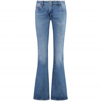 Off-White Women's High-Rise Flared Jeans in Denim, Size 26, OWYA061F23DEN001 Color 4500