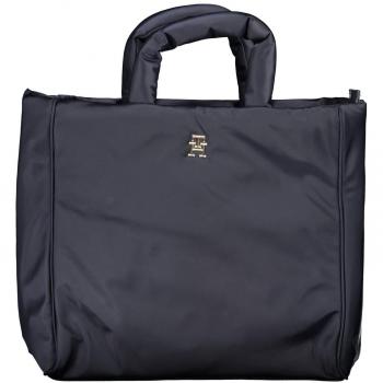 Chic Blue Logo Tote Handbag with Zip Closure