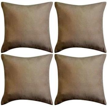 vidaXL 4X Fundas de Cojín Accesorio Decoración Hogar Casa Salón Dormitorio Sala de Estar Protección Cubiertas Material Poliéster Gamuza Beige