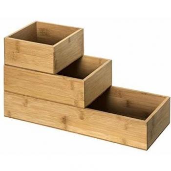 Juego de 3 Organizadores de Bambú Apilables para Utensilios de Cocina de Especialidad