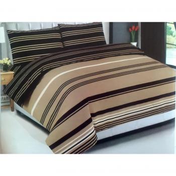 Juego de funda nórdica cama incluido polialgodón Varios Diseños - Juego completo, algodón poliéster, Brown Stripe, doble
