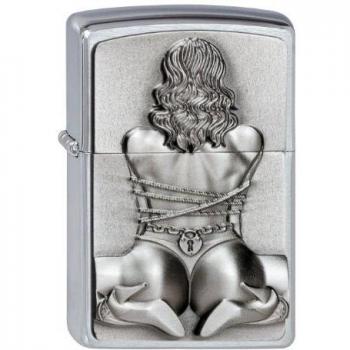 Zippo Feuerzeug 2002549 Bondage Girl Emblem Briquet, Metal, Plateado, Normal