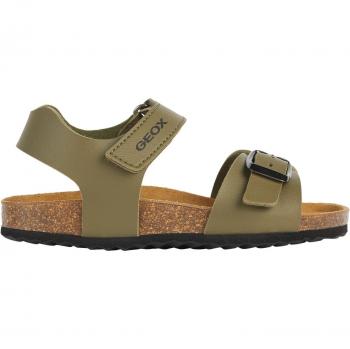 Sandalias Geox Ghita para niños, color verde musgo con cierre de velcro