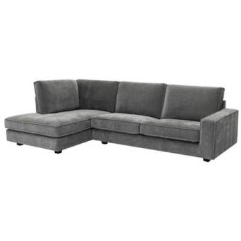 Sofá rinconera izquierdo de tela gris APRICALE - 5 plazas - Estructura de contrachapado
