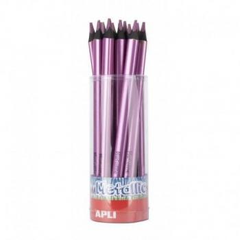 Lápices Jumbo Metallic Rosa - 5mm de Grosor Triangular - Pack de 18 Unidades