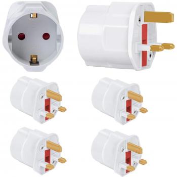 iVoler [4-Unidades] Adaptadores de Viaje Compactos para Inglaterra - Enchufe de Viaje Plug Shuko EU a UK GB Inglaterra - 2 Patas Europa hacia 3 Patas RU - Blanco