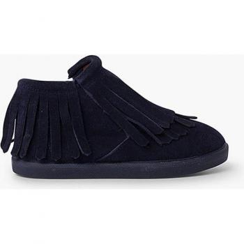 Botines de bebés de serraje con flecos y cremallera lateral