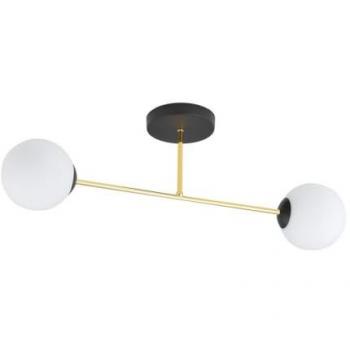 Lámpara de Techo Magnum EPIKASA, Acero con recubrimiento de polvo, Vidrio, Negro, Oro, Blanco, 55x23x14 cm