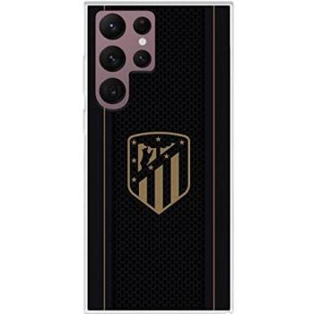 Funda de Silicona Flexible para Samsung Galaxy S22 Ultra - Licencia Oficial Atlético de Madrid con Escudo Dorado sobre Fondo Negro