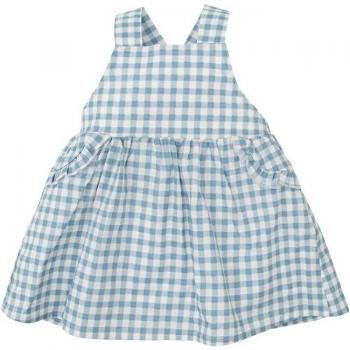 Vestido de bebé niña cuadros vichy azul con tirantes cruzados