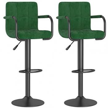 Taburetes de cocina 2 unidades terciopelo verde oscuro