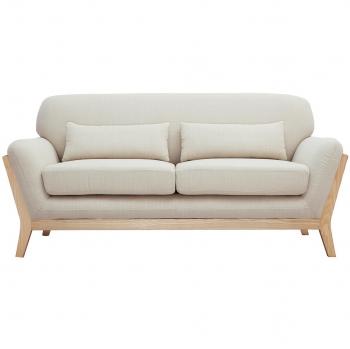 Sofá nórdico 2 plazas beige madera YOKO