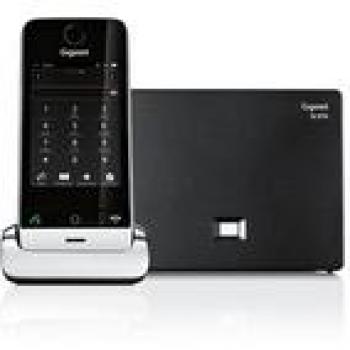 Gigaset SL910 - Teléfono DECT Inalámbrico con Pantalla Táctil, Manos Libres, Bluetooth, Identificador de Llamadas en Negro y Plata