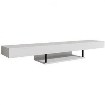 Mueble TV Colgante Aydin, Ancho 150 cm, Alto 22 cm, Profundo 29,6 cm, Color Blanco Mate, Acabado en Melamina