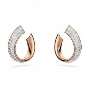 Pendientes Swarovski de Aro Pequeños Blancos con Baño en Tono Oro Rosa 5636448