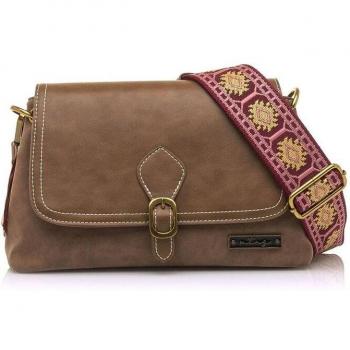 Bolso Bandolera Mustang Bridle para Mujer en Color Marrón Estilo Boho con Asa Estampada