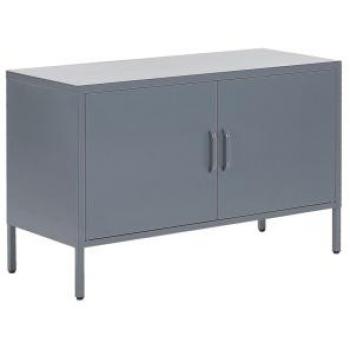Aparador Industrial de Metal Gris Uria 100 x 40 x 65 cm con 2 Puertas y Estantes