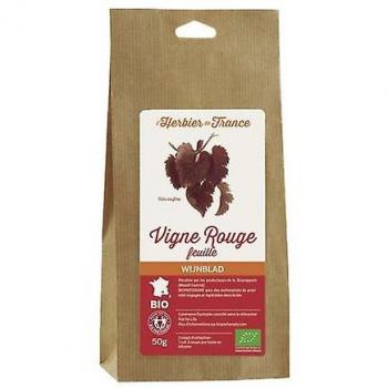 Herbier de France Hojas de Vid Roja 50 g - Producto deshidratado, envase de 50 gramos, ideal para infusiones y cocina