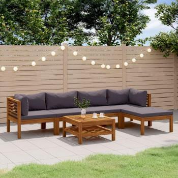 6-Piece Garden Lounge Set with Cushions in Solid Acacia Wood