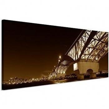 150 x 50 cm - cuadro panorámico Foto lienzo en sepia Corea seongsan de Puente Han River Puente vith seongsan Noche