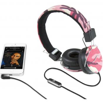 Hola Diversión Hola Deejay Audio-Stereo Headphones Tela Azul Camuflaje Rosa