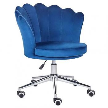 Silla de oficina giratoria elegante de terciopelo azul con altura ajustable Monticello II