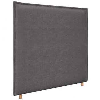 Cabecero Tapizado de Lino Natural con Ribete Hasta el Suelo y 8cm de Grosor - Gris Oscuro, 145cm (Camas 135/140)