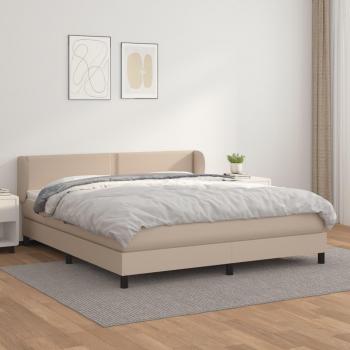 Cama Box Spring con Colchón de Cuero Sintético Capuchino 180x200cm
