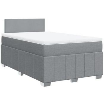 Cama box spring con colchón de muelles tela gris claro 120x190 cm