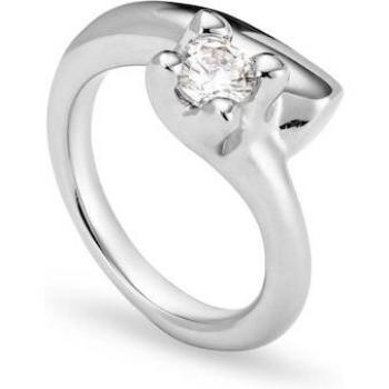 UNO de 50 Divine Silver-Plated Alloy Ring with White Zirconia