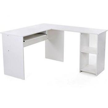 Songmics escritorio de la computadora Blanco Mesa de ordenador moderna Escritorio compacto para hogar o oficina LCD810W