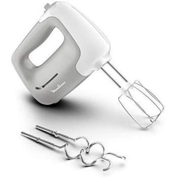 Moulinex PrepMix HM450B Batidora de varillas y amasadora, 450 W, 5 velocidades, 2 varillas, 2 ganchos de amasar, batidora de mano versátil de acero inoxidable, accesorios aptos para lavavajillas
